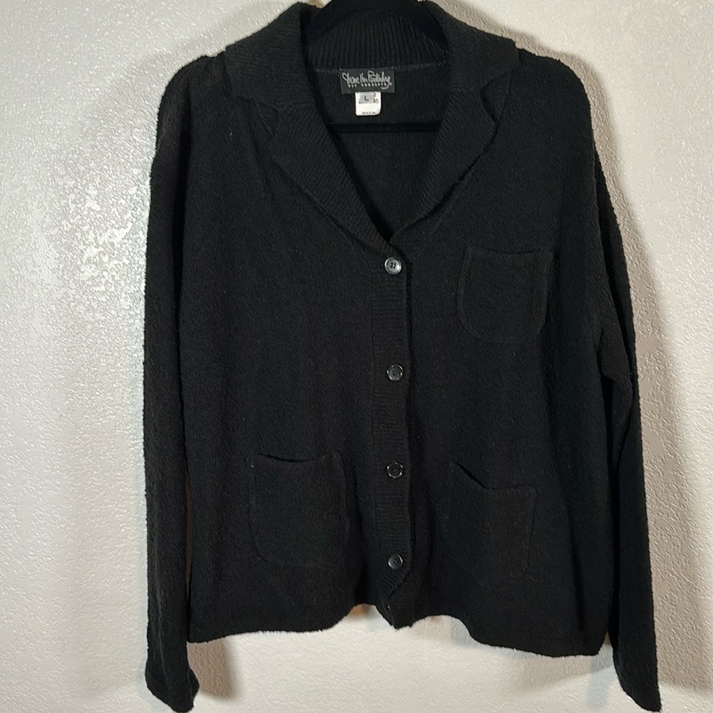Diane Von Furstenberg 90s Textured Knit 3 Pocket Cardigan Oversized Size Large